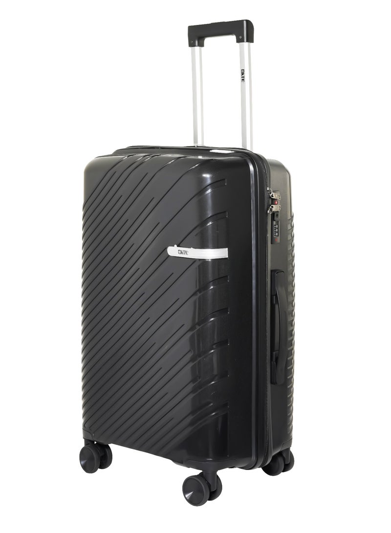 KTMC Polypropylene Luggage 20" Carry-On & 28" Check-in Suitcases, H-8882 Black - Image 2