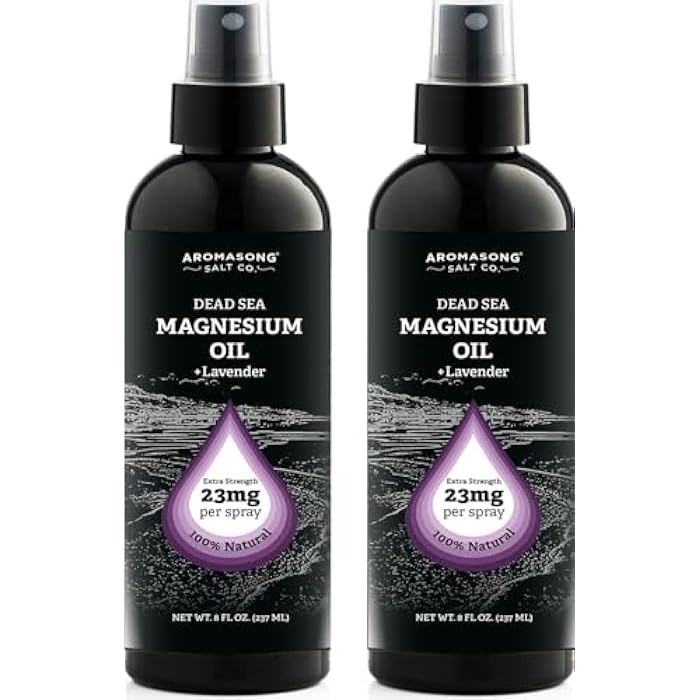 Aromasong Magnesium Spray Lavender - Extra Strength 2 Pack of (23mg in Each Spritz) 8 Oz, Natural and Pure Magnesium Oil Spray - Made in The USA - for Leg Discomfort and Promotes a Calm Sleep - Image 1