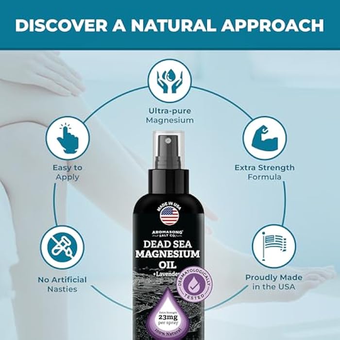 Aromasong Magnesium Spray Lavender - Extra Strength 2 Pack of (23mg in Each Spritz) 8 Oz, Natural and Pure Magnesium Oil Spray - Made in The USA - for Leg Discomfort and Promotes a Calm Sleep - Image 5
