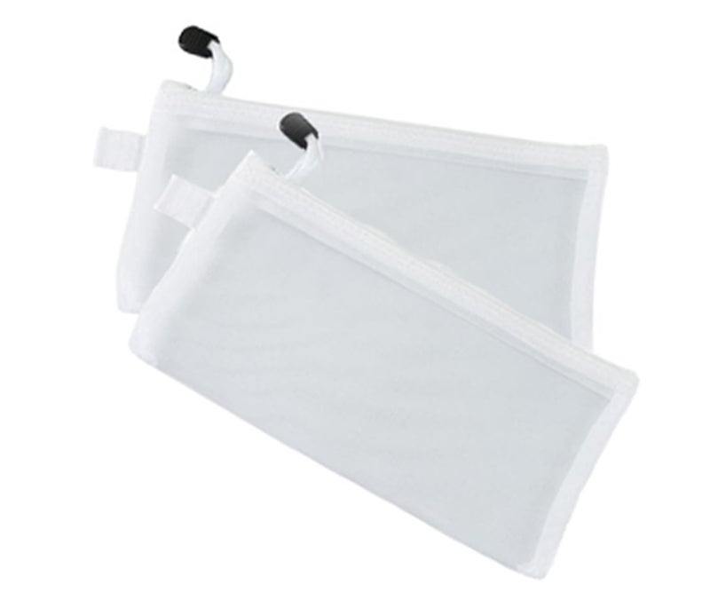 HEXONIQ Mesh Zipper Pouch, Zipper File Bags with Grid, A6 Sizes, Zip Document Holder for School, Office Supplies, Travel (A6, White, Pack of 2) - Image 1