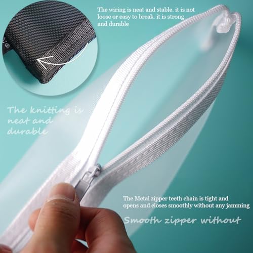 HEXONIQ Mesh Zipper Pouch, Zipper File Bags with Grid, A6 Sizes, Zip Document Holder for School, Office Supplies, Travel (A6, White, Pack of 2) - Image 4