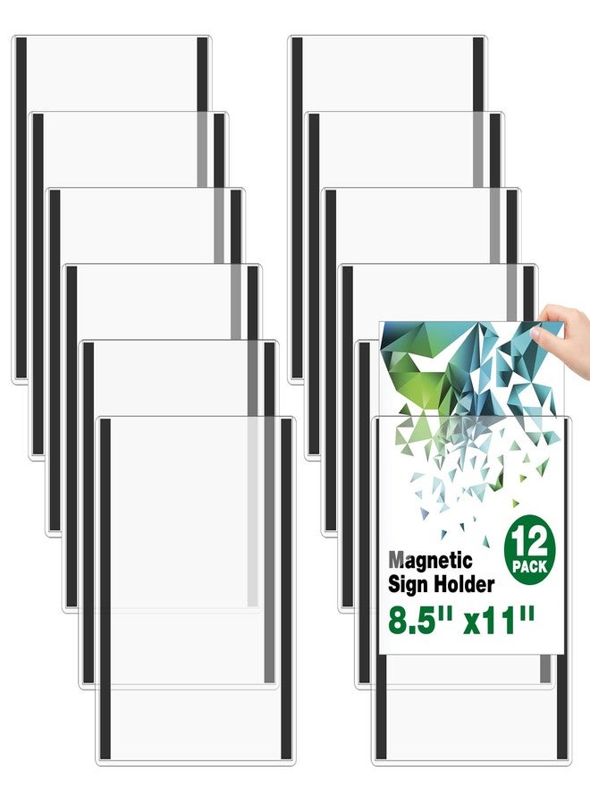 Meetory 12 Pcs 8.5'' x 11'' Rigid Magnetic Sign Holders, Clear Plastic Paper Holder with Magnet Borders for Fridge Suitable for Poster Letter Size, Perfect for Office, Home and Store Displays - Image 1