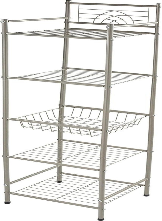 Bath Bliss 5 Tier Storage Shelf | 13"x 11.6"x 58.5" | Freestanding | Bathroom Storage | Rust Resistant | Easy Assemble | Satin - Image 1