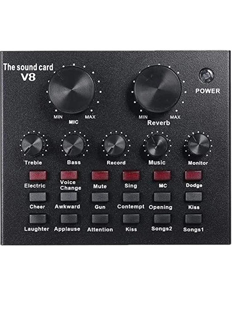V8 Live Sound Card Audio Mixer USB External Sound Card Headset Microphone Live Sound Card For Double Cell Phone Live Computer PC Live Recording - Image 1