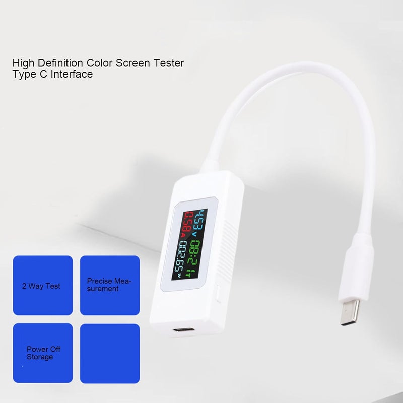 GOWENIC USB C Tester, Type C USB Tester Color Screen LCD Digital Multimeter, Power Meter 2 in 1 Digital Multimeter, Voltage Current Voltmeter Amp Volt Ammeter Detector (White) - Image 2