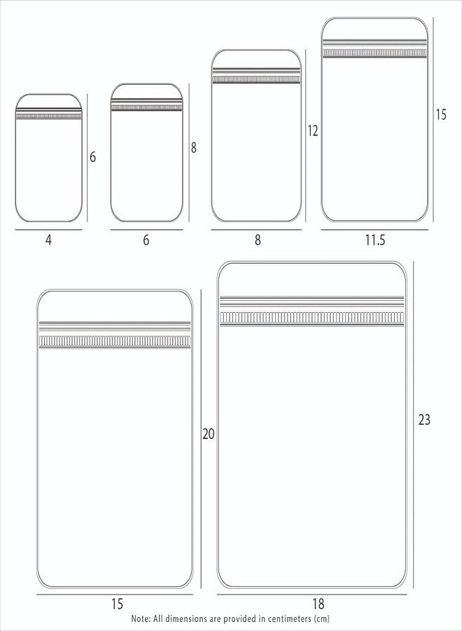 PSMS 180-Piece Jewelry Storage Set - Self-Seal Plastic Zipper Bags, 6 Sizes, Clear, PVC, Transparent, Locking, for Rings, Earrings, Candy - Image 2