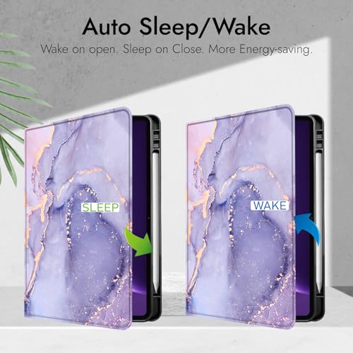 Robustrion Cover for OnePlus Pad Go 2 12.1 inch Cover Case with Pencil Holder, Folio Cover Case for OnePlus Pad Go 2 Tablet Cover [Auto Sleep Wake Support] - Marble Lilac - Image 3