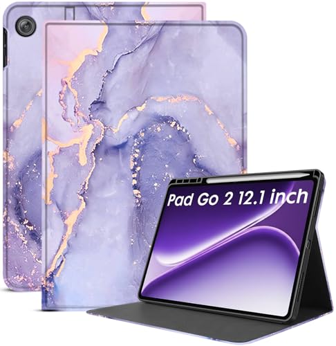 Robustrion Cover for OnePlus Pad Go 2 12.1 inch Cover Case with Pencil Holder, Folio Cover Case for OnePlus Pad Go 2 Tablet Cover [Auto Sleep Wake Support] - Marble Lilac - Image 1