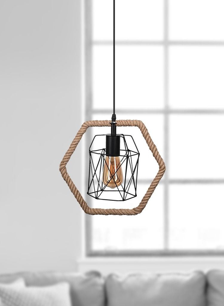 El Rawda Lighting Ritmo Ceiling Lamp | modern decorative LED E27 pendant light ceiling lamp hanging | suitable for any room | Color: Beige | Size: 70x32x70 cm - Image 2