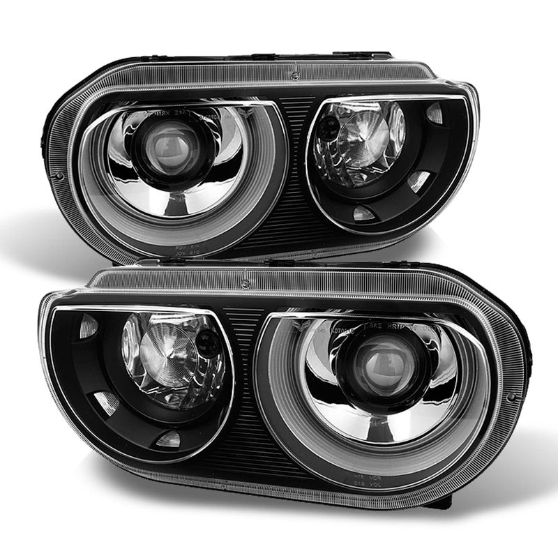 AKKON For Dodge Challenger OE Replacement Black HID Xenon Projector Headlights Headlamps Left Right