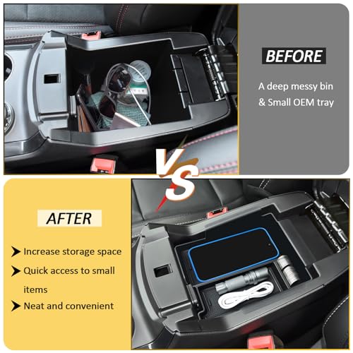 TOPINSTALL New Center Console Organizer Compatible with Ford Explorer 2012 2013 2014 2015 2016 2017 2018 2019 Accessories, Armrest Box Big Compartment Secondary Storage Tray ABS Black Material - Image 5