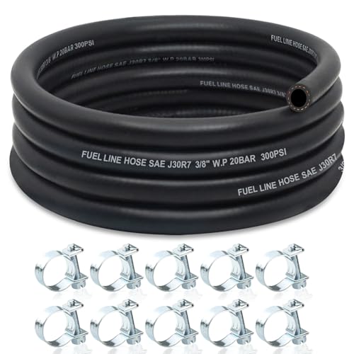 ZONBANG 38 Fuel Line NBR Rubber 38 Fuel Hose Nylon Braided with Hose Clamps Fuel Line Hose for Automotive Vehicles10FT - Image 1