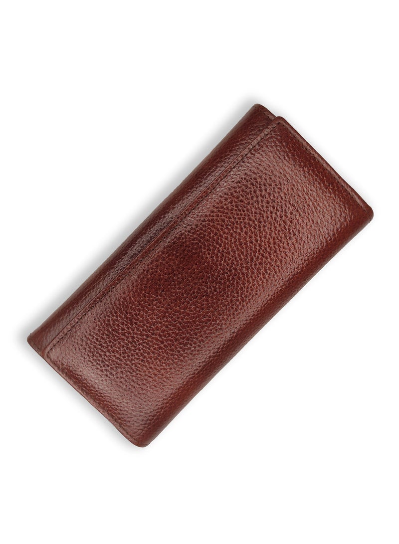 Genuine Leather Flap Brown Wallet Women's Clutch Organizer  - Image 1
