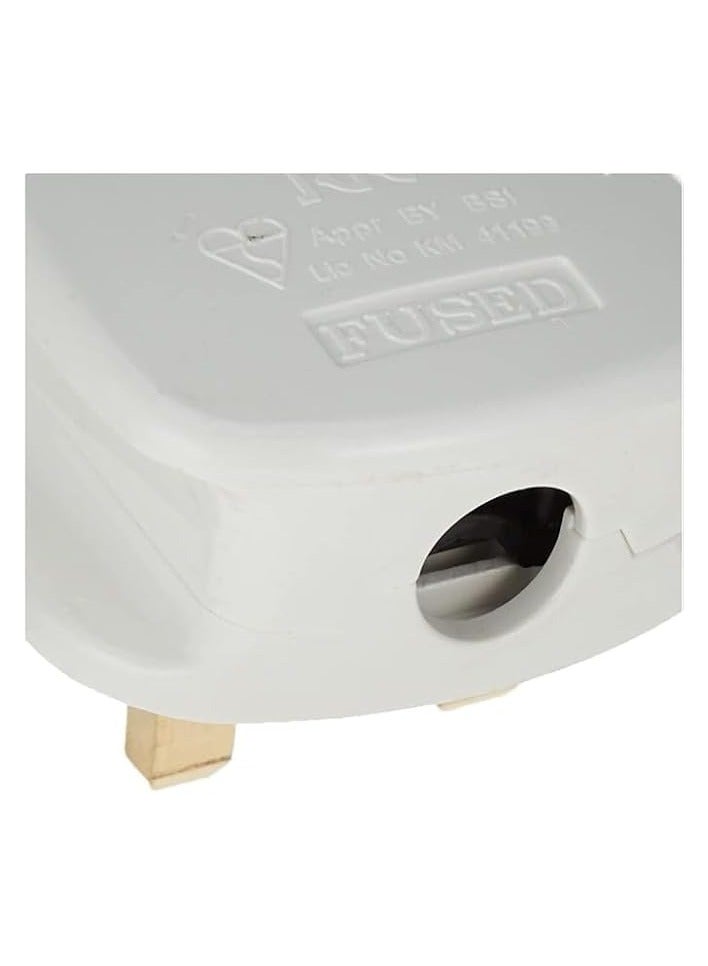 إيروريكس قابس علوي 13 أمبير مزود بثلاثة دبابيس ~ أبيض (عبوة من 4 قطع) فولت 220-240 مادة بلاستيكية حرارية، نحاس - Image 3