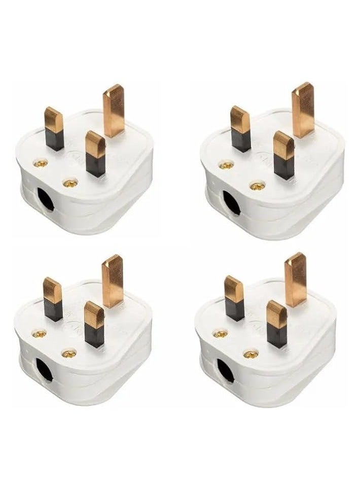 إيروريكس قابس علوي 13 أمبير مزود بثلاثة دبابيس ~ أبيض (عبوة من 4 قطع) فولت 220-240 مادة بلاستيكية حرارية، نحاس - Image 1