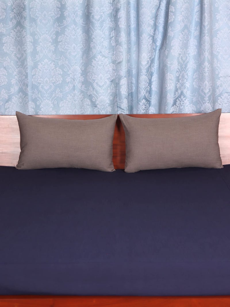 ZEBA World Polyester Blend Bedcover for Double Bed with 2 Pillow Covers | Queen Size - Navy Blue Color with Grey Pillow | Bedcover 90 x 108inches (7.5x9ft), Pillow Covers 17x27in - Image 2