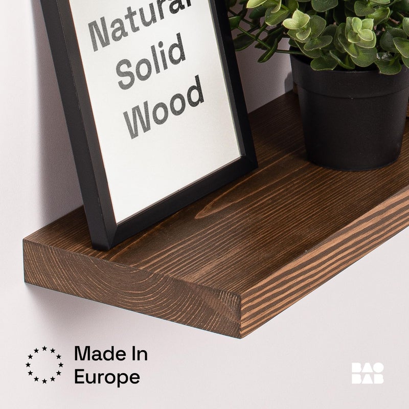 BAOBAB WORKSHOP Wood Floating Shelves Set of 2 - Rustic Shelf 24 inch - Floating Shelf for Wall Mounted - Wide Wooden Wall Shelves for Living Room Bedroom Kitchen Bathroom - Dark Walnut - 24W x 6.7D - Image 5