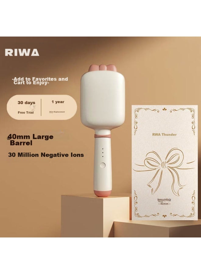 RIWA بار لف البيض ريفا، مكواة تجعيد الأيونات السلبية، موجة مائية فرنسية لف البيض، مكواة تجعيد لف البيض، لف البيض الكبير 40 مم، مكواة مسطحة لتكثيف الشعر 8365 مجموعة هدايا - Image 5