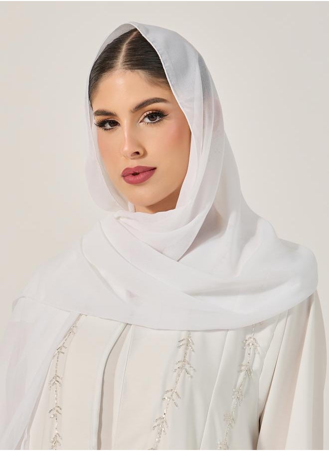 Styli - Embellished Flared Abaya with Inner Dress and Hijab - Image 1