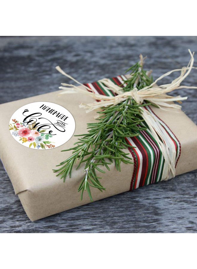 Mr.Mug Floral Handmade with Love Stickers, 1.4 Inches Round Total 500 Adhesive Labels Per Roll (1 Roll), Handmade Packaging, Homemade with Love Stickers, Baked with Love Stickers Mr.Mug - Image 4