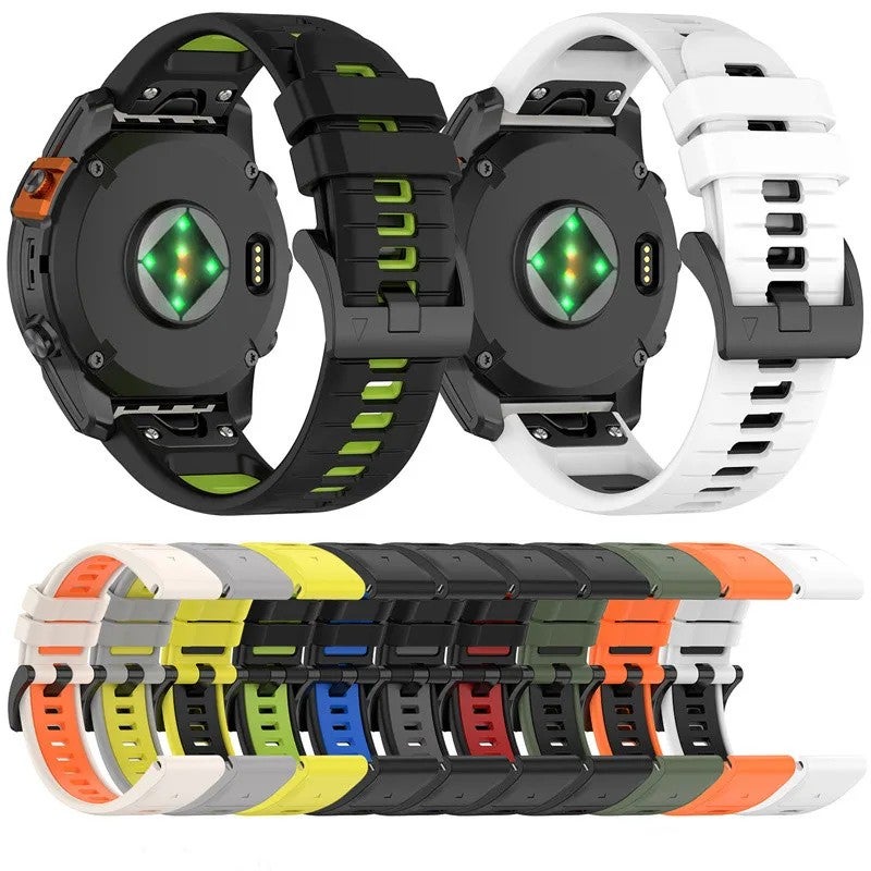 Bluejw QuickFit Two-Tone Silicone Watch Strap Replacement for Garmin Fenix 7X/7 Pro/6/6X, Epix Pro Gen 2, Tactix – Breathable Rubber Band Compatible with 51mm & 47mm Models - Image 2