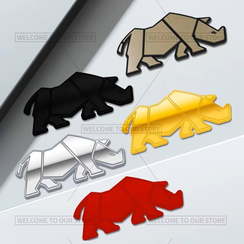 OAN 3D Modern Chrome Geometric Metal Rhinoceros Emblem for Cars and Bikes | Badges Logo Self Adhesive Metal Emblem (Rhino Silver - 10x5x1 cm) - Image 5