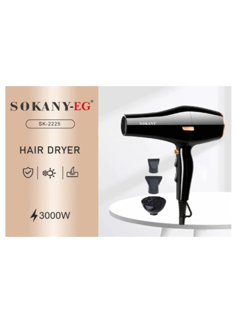 sokany SK-2225 Professional Hair Dryer With 3 Extras - 3000 W - Image 3