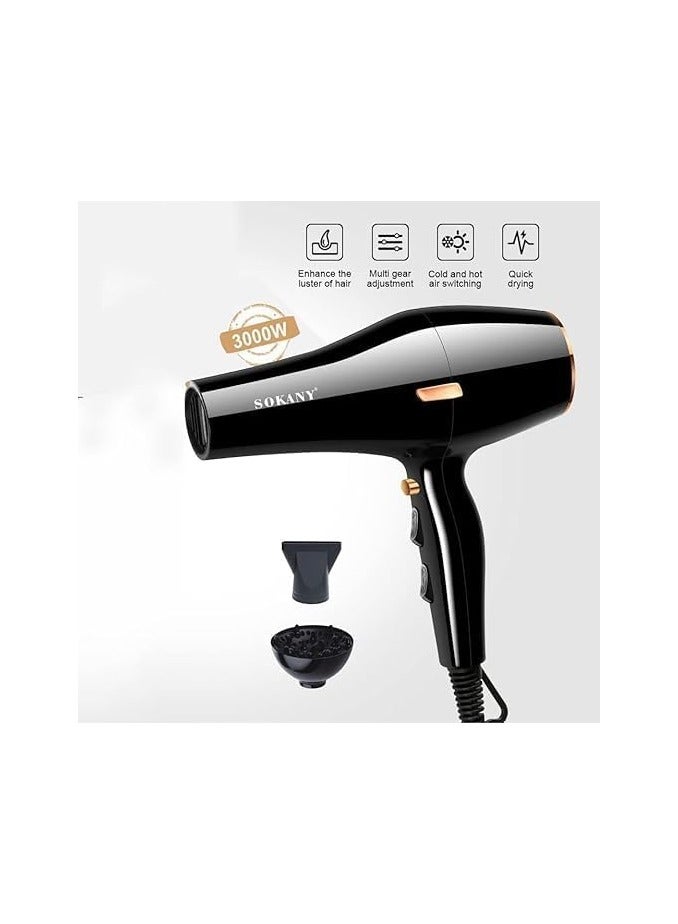 sokany SK-2225 Professional Hair Dryer With 3 Extras - 3000 W - Image 2