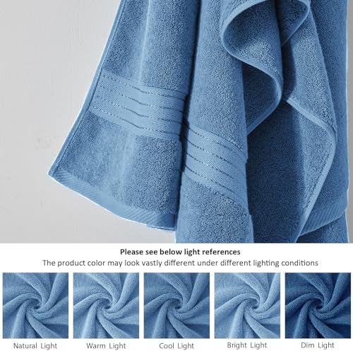 COZYART Denim Blue Bath Towel Set, Turkish Cotton Hotel Large Towel Bulk for Bathroom, Thick Bathroom Sets of 6 with 2 Bath Towels, 2 Hand Towels, 2 Washcloths, 650 GSM - Image 4