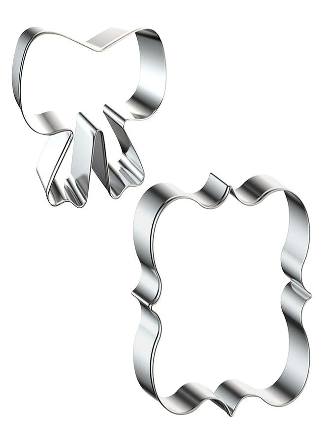 Ysqool Bow Cookie Cutter - 2Pcs Stainless Steel Square & Bow-knot Cookie Cutters - Metal Biscuit Cutters for Baking, Fondant, Sandwiches, Pastries & DIY Treats - Perfect for Holiday & Party Treats - Image 1