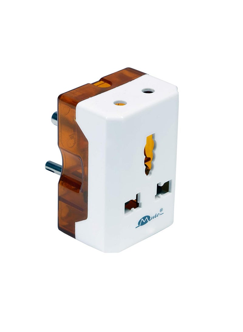 Mute Mute Travel Universal 6A -16A Electrical Multi Plug Adapter Light to Power Electrical Socket 5-15 Amp Three Pin Plug (Pack of 1, White - Orange)  - Image 1