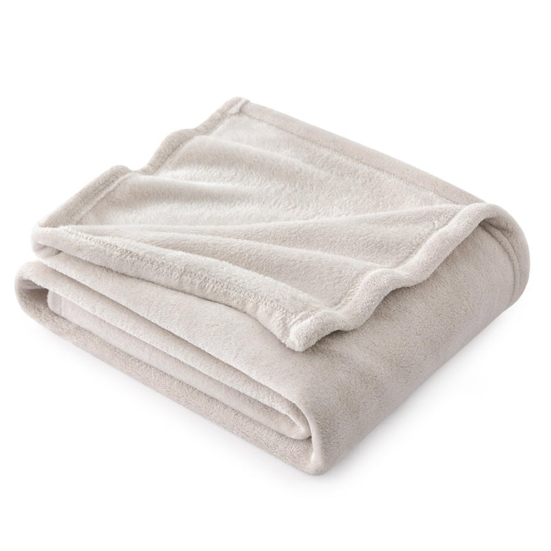 Bedsure Fleece Throw Blanket for Bed  Soft Cosy Fluffy Blankets for Sofa Warm Double Throws for Audlts Beige 150x200 cm