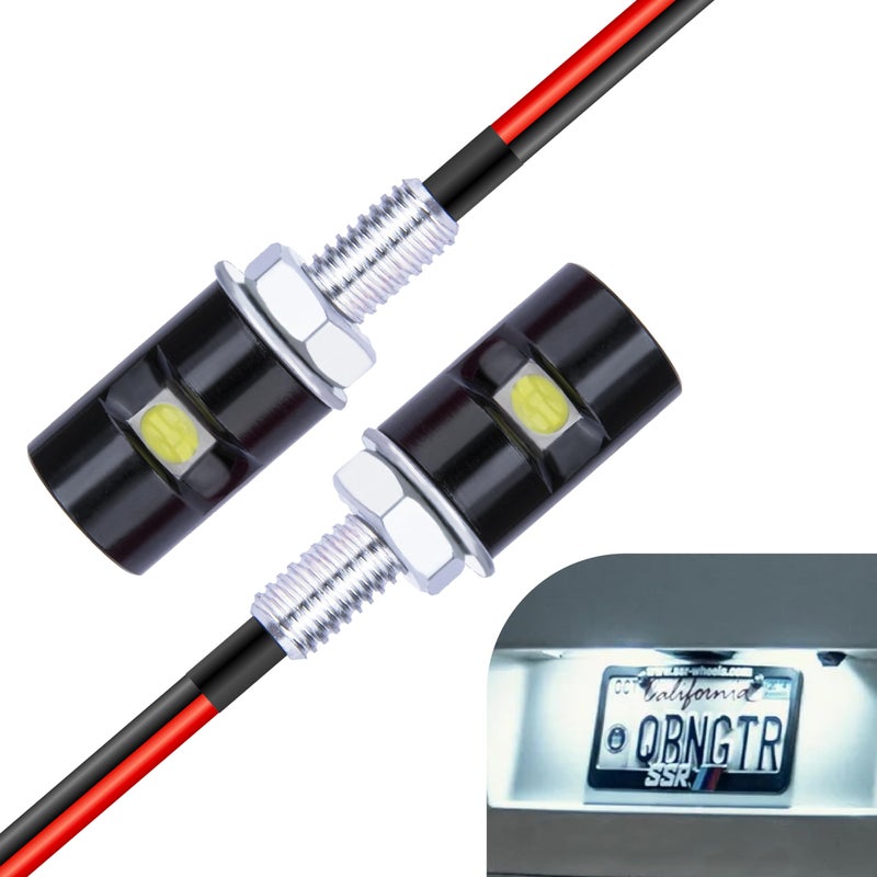 ecocstm 2 PCS Motorcycle License Plate Light, Waterproof Tag Lights for License Plate, Super Bright LED License Plate Light Bulbs, License Tag Screw Bolt Lamps for Car Motorcycle Truck RV ATV (White) - Image 1