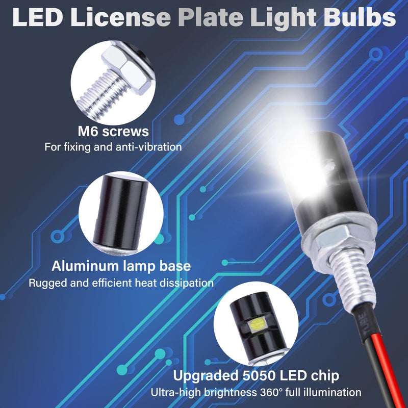 ecocstm 2 PCS Motorcycle License Plate Light, Waterproof Tag Lights for License Plate, Super Bright LED License Plate Light Bulbs, License Tag Screw Bolt Lamps for Car Motorcycle Truck RV ATV (White) - Image 4