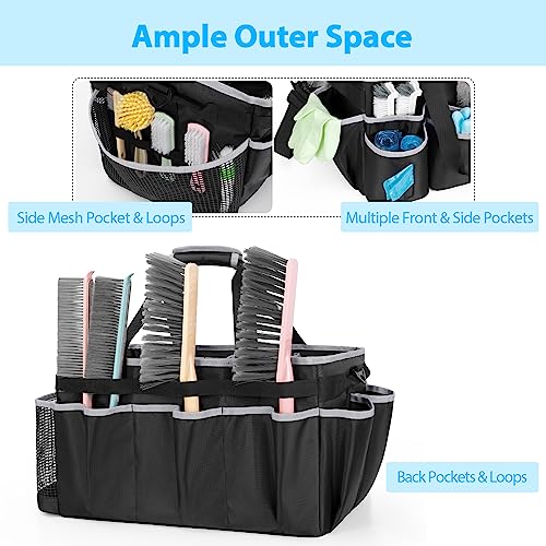 HODRANT Extra-Large Wearable Cleaning Caddy, Organizer Bag for Products, Housekeeper Tote With Pad, Handle & Divider, Car Wash Tools Bag for Detailing Supplies, Gray Edge - Image 3