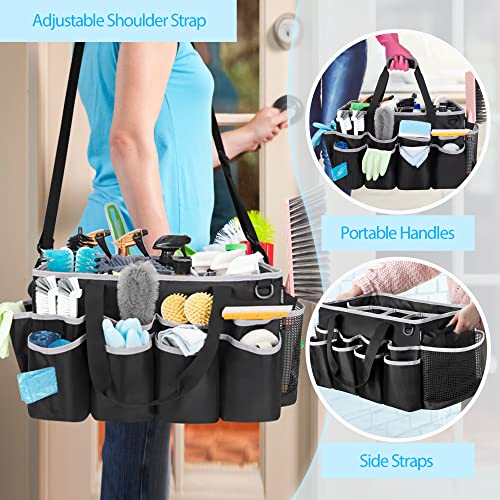 HODRANT Extra-Large Wearable Cleaning Caddy, Organizer Bag for Products, Housekeeper Tote With Pad, Handle & Divider, Car Wash Tools Bag for Detailing Supplies, Gray Edge - Image 5