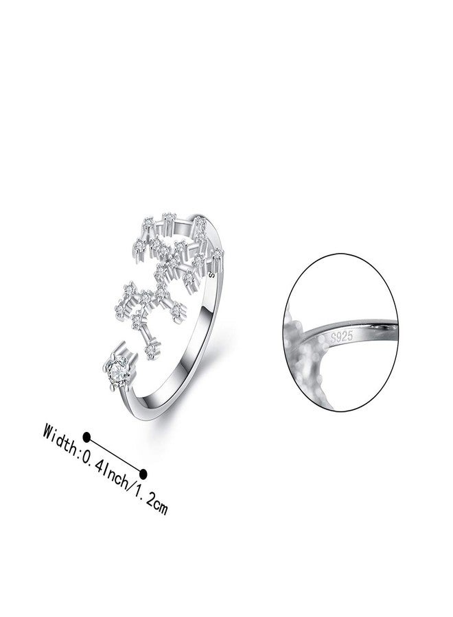 بريلوف خاتم بريلوف من الفضة الإسترليني عيار 925 مرصع بالزركونيا المكعبة للنساء - خاتم قابل للتعديل مستوحى من برج القوس، يرمز إلى 12 كوكبة فلكية. - Image 5