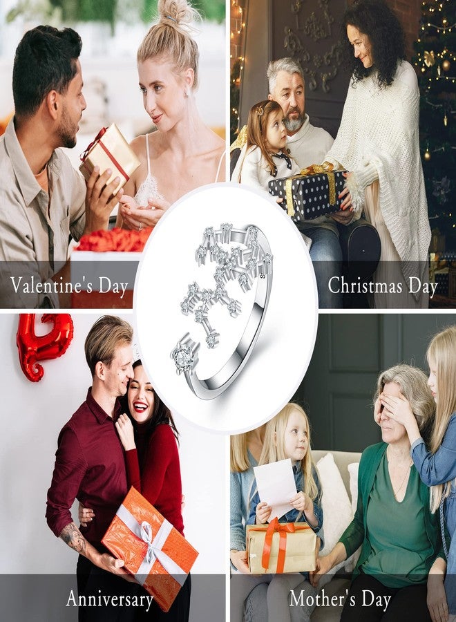 بريلوف خاتم بريلوف من الفضة الإسترليني عيار 925 مرصع بالزركونيا المكعبة للنساء - خاتم قابل للتعديل مستوحى من برج القوس، يرمز إلى 12 كوكبة فلكية. - Image 4