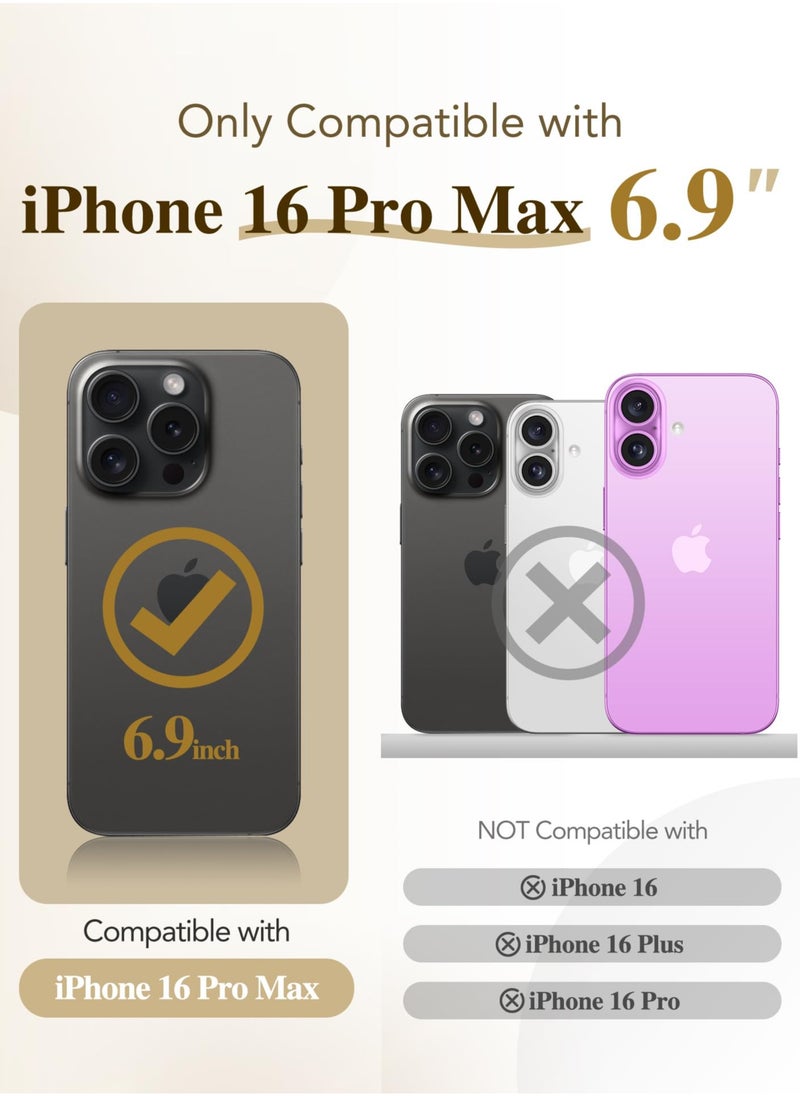 BERFY Magnetic for iPhone 16 Pro Max Case 6.9" [Compatible with Magsafe] Built-in 9H Tempered Glass Screen Protector & Upgraded Camera Protection Full-Body Plating Phone Case for 16 ProMax Black  - Image 2
