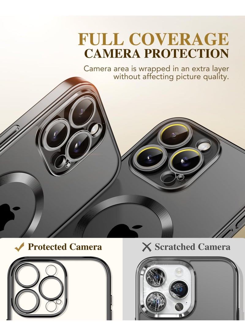 BERFY Magnetic for iPhone 16 Pro Max Case 6.9" [Compatible with Magsafe] Built-in 9H Tempered Glass Screen Protector & Upgraded Camera Protection Full-Body Plating Phone Case for 16 ProMax Black  - Image 4