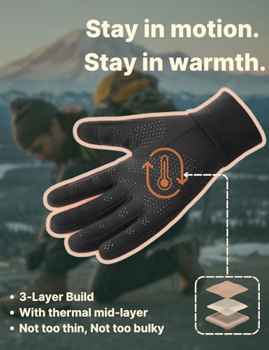 Aerynx Winter Gloves Women Men Cold Weather Touch Screen 3-Layers Liner Glove for Running, Cycling, Biking, Hiking, Driving (X-Small) - Image 2