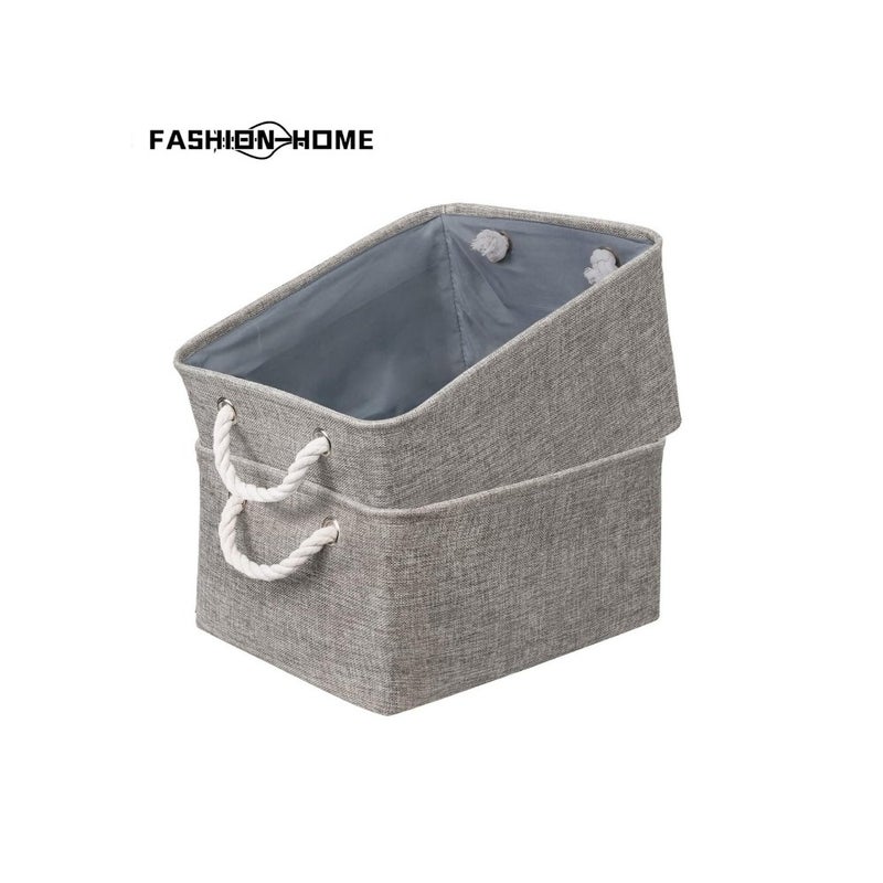 2PCS Storage Bins with Sturdy Cotton Handles Fabric Baskets for Organizing Closet Boxes - Image 1