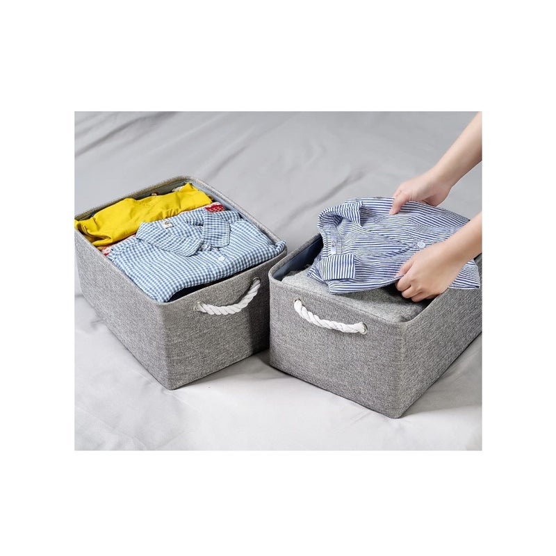 2PCS Storage Bins with Sturdy Cotton Handles Fabric Baskets for Organizing Closet Boxes - Image 3