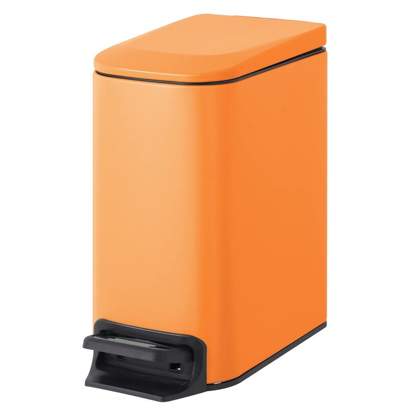 Cesun Small Bathroom Trash Can with Lid Soft Close, Step Pedal, 6 Liter / 1.6 Gallon Stainless Steel Garbage Can with Removable Inner Bucket, Anti-Fingerprint Finish (Matt Orange) - Image 1