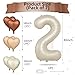 Biapian 40 Inch Cream Number 2 Balloons Large 2nd Birthday Balloons with 18 Foil Heart Balloon for Boys Girls Baby Shower Party Decor - Image 4