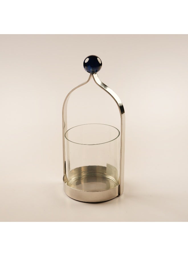 Homez Stainless Steel Candle Holder Yaqut Collection, Silver 12*11.5*26Cm - Image 1