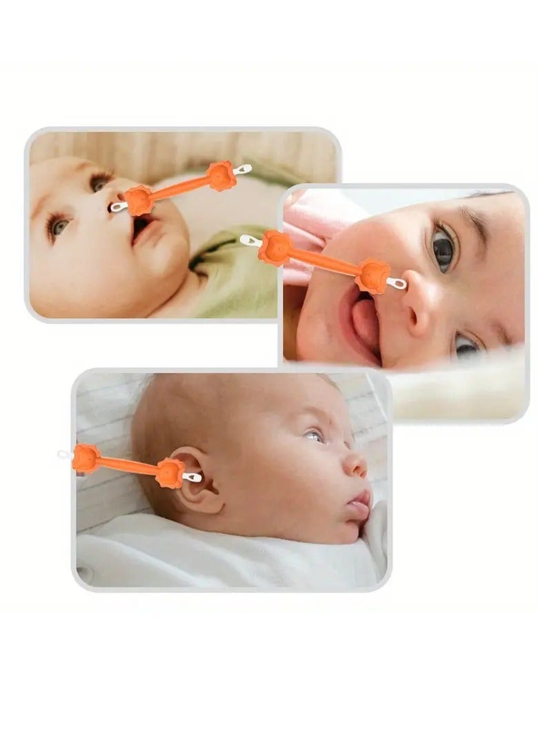 أطفال صغيرة قطعتان من أعواد تنظيف المخاط، أداة تنظيف الأذن، أداة إزالة المخاط على شكل أسد كرتوني، أدوات تنظيف تجويف الأنف - Image 2