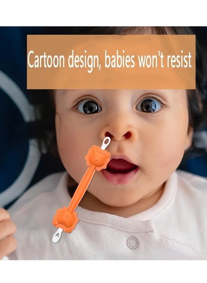 أطفال صغيرة قطعتان من أعواد تنظيف المخاط، أداة تنظيف الأذن، أداة إزالة المخاط على شكل أسد كرتوني، أدوات تنظيف تجويف الأنف - Image 3