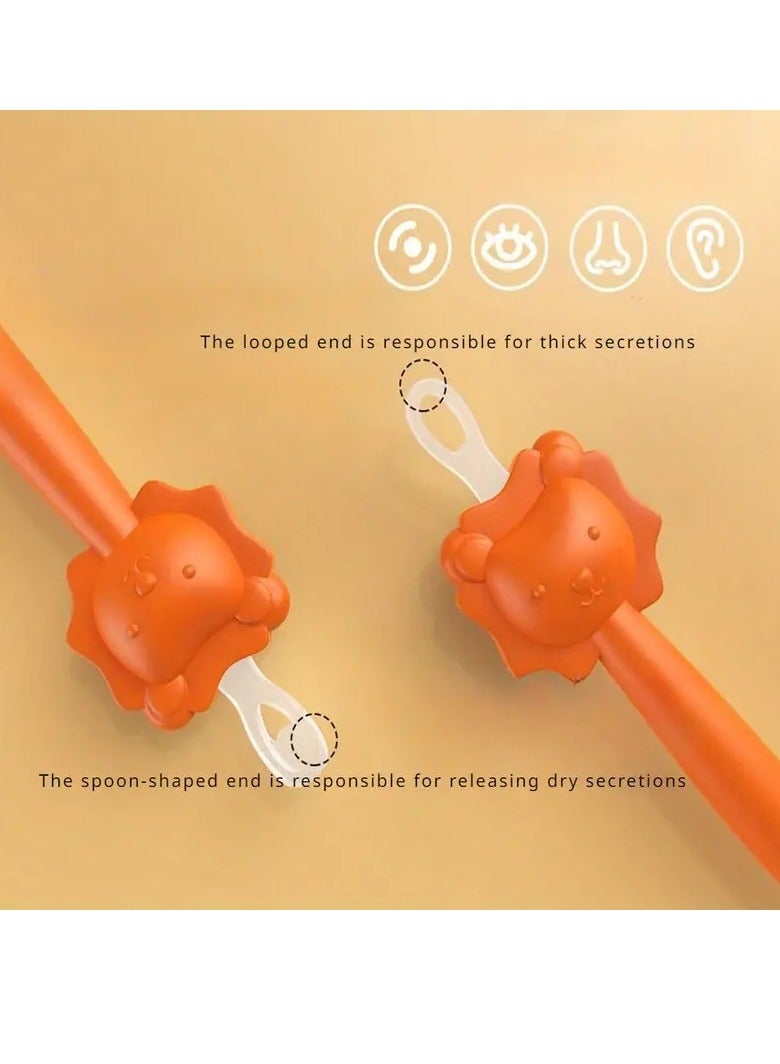 أطفال صغيرة قطعتان من أعواد تنظيف المخاط، أداة تنظيف الأذن، أداة إزالة المخاط على شكل أسد كرتوني، أدوات تنظيف تجويف الأنف - Image 4