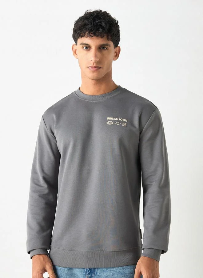 Lee Cooper Printed Sweatshirt with Long Sleeves and Crew Neck